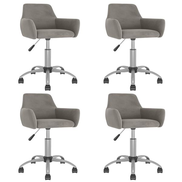 vidaXL Snurrbara matstolar 4 st gr&aring; sammet