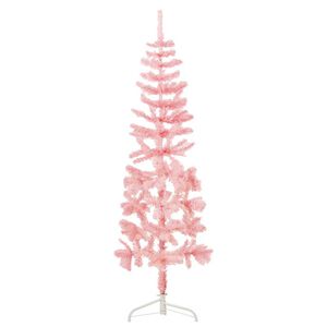 vidaXL Smal halv plastgran med stativ rosa 180 cm