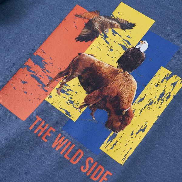 T-shirt med långa ärmar för barn blå melange 140