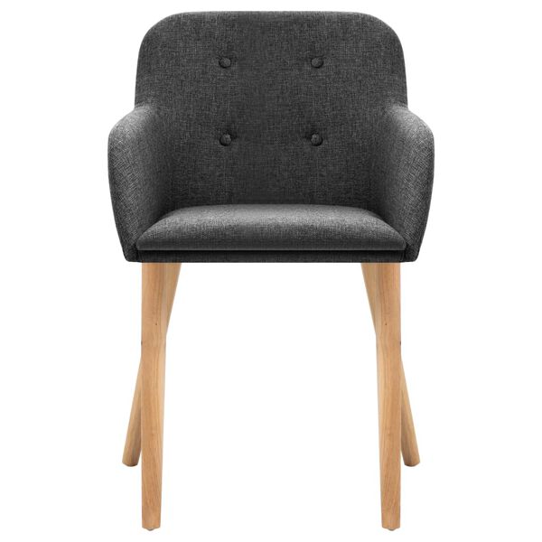 vidaXL Matstolar 2 st m&ouml;rkgr&aring; tyg och massiv ek