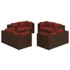 vidaXL Loungegrupp med dynor 8 delar konstrotting brun