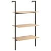 vidaXL Hylla 3 hyllplan ljusbrun och svart 64x35x120,5 cm