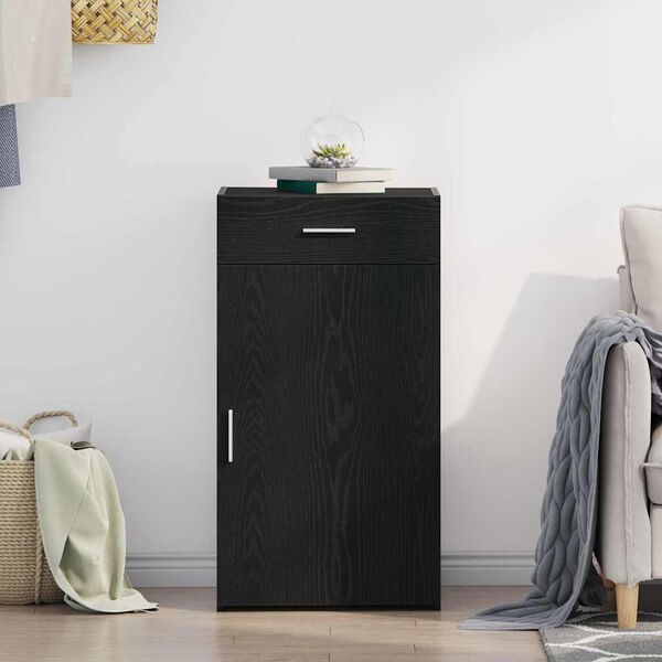 vidaXL Sideboard med l&aring;da Svart Ek 50 x 42,5 x 93 cm