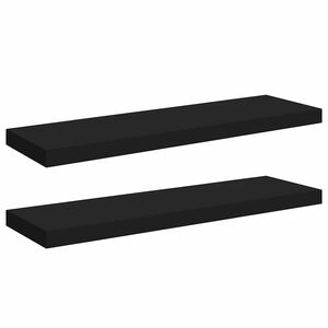 vidaXL Sv&auml;vande v&auml;gghyllor 2 st svart 80x23,5x3,8 cm MDF