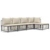 vidaXL Loungegrupp 5 delar med dynor antracit konstrotting