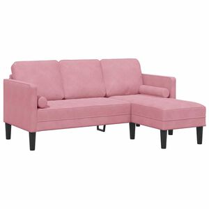 vidaXL Soffset med kudde Rosa Polyester