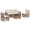 vidaXL Tr&auml;dg&aring;rdsoffset 6 pcs Beige och kr&auml;mvit konstrotting