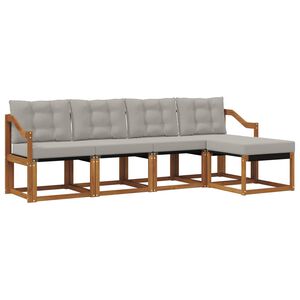 vidaXL Utomhussoffset med kudde 5 pcs Naturlig och Ljus Gr&aring;