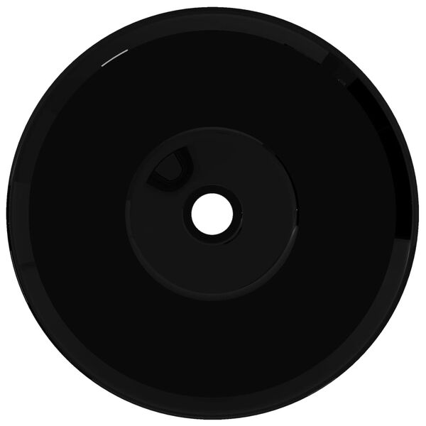 Handfat i glansig svart keramik rund