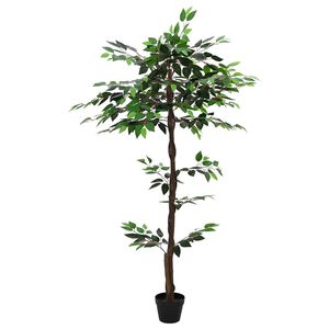 vidaXL Konstgjord Ficusv&auml;xt Gr&ouml;n 85 x 18 x 160 cm Tyg och tr&auml;