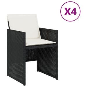 vidaXL Tr&auml;dg&aring;rdsstolar med dynor 4 st svart konstrotting
