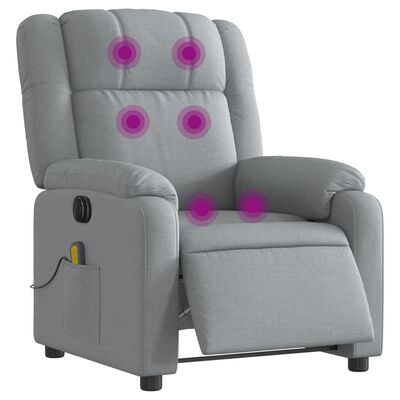 vidaXL Elektrisk massagefåtölj ljusgrå tyg