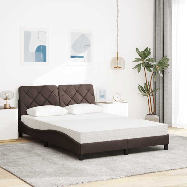 vidaXL Bed with Mattress Dark Brown 120x200 cm Fabric