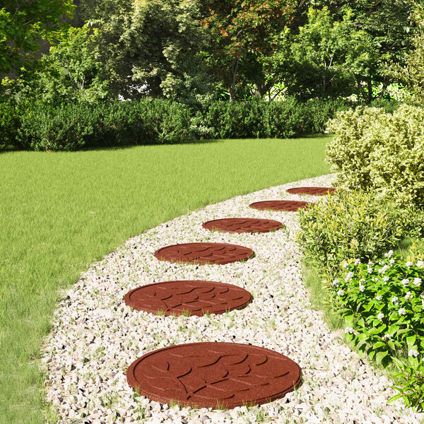 vidaXL Stepping Stone 6 pcs R&ouml;d &Oslash; 44 x 2 cm Gummi