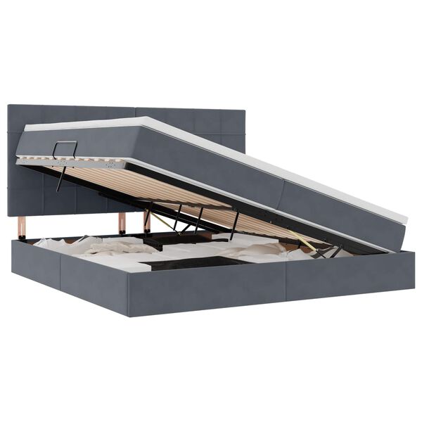 vidaXL F&ouml;rvaringss&auml;ng med madrass M&ouml;rkgr&aring; 200 x 200 cm Sammet