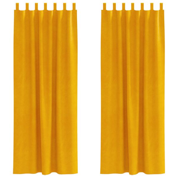 vidaXL M&ouml;rkl&auml;ggningsgardiner 2 pcs Senapsgul 140 x 225 cm Sammet