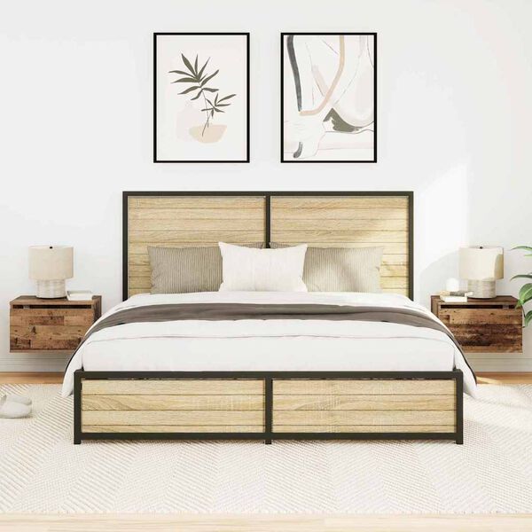 vidaXL V&auml;ggmonterad s&auml;nggavel 2 pcs Gammalt tr&auml; Konstruerat tr&auml;