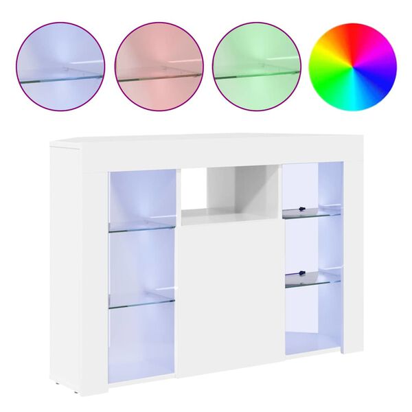 vidaXL H&ouml;rn LED TV-sk&aring;p H&ouml;gblank Vit 100x40x68cm Konstruerat tr&auml;