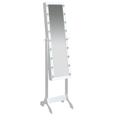 vidaXL Fristående spegel med LED vit 34x37x146 cm