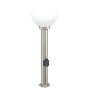 vidaXL Pollare med uttag 80 cm rostfritt st&aring;l IP44