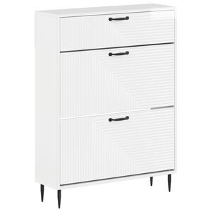 vidaXL Skosk&aring;p HAARLEM 78 x 24 x 103 cm Konstruerat tr&auml; Vit h&ouml;gglans