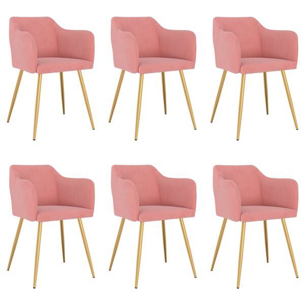 vidaXL Matstolar 6 st rosa sammet