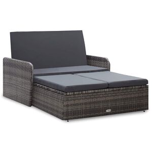 vidaXL Loungegrupp f&ouml;r tr&auml;dg&aring;rden med dynor 2 delar konstrotting gr&aring;