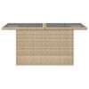 vidaXL Trädgårdsbord med glasskiva beige 100x55x73 cm konstrotting