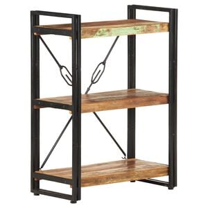 vidaXL Bokhylla med 3 hyllor 60x30x80 cm massivt &aring;tervunnet tr&auml;