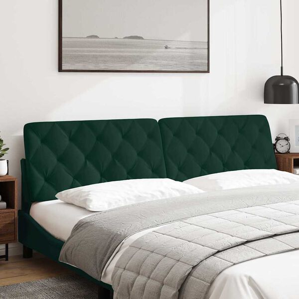 vidaXL Headboard Cushion Dark Green 200 cm Velvet