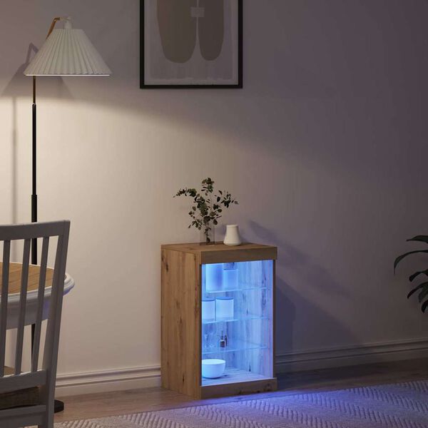 vidaXL LED-sido bord Artisan Ek 41 x 37 x 67 cm Konstruerat tr&auml;