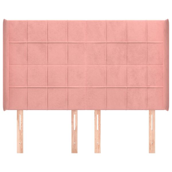 vidaXL S&auml;nggavel med kanter rosa 147x16x118/128 cm sammet