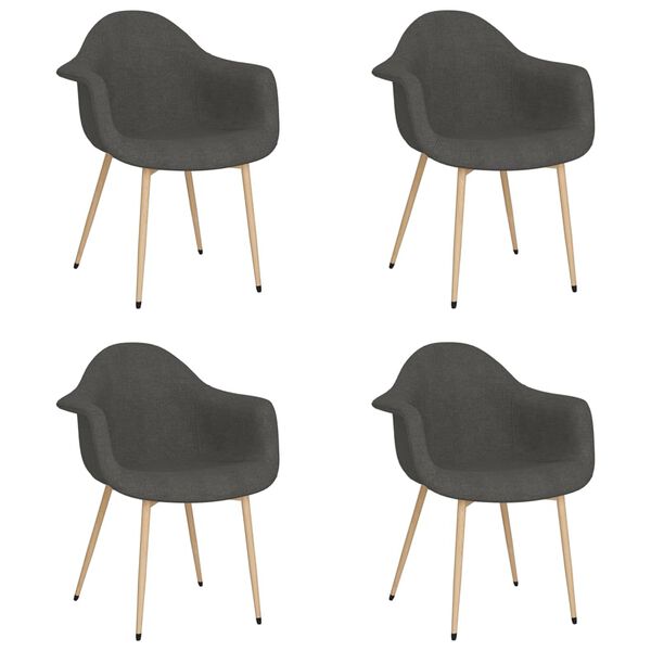 vidaXL Matstolar 4 st m&ouml;rkgr&aring; tyg