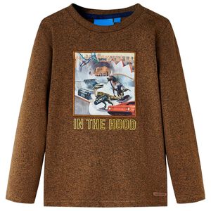 T-shirt med l&aring;nga &auml;rmar f&ouml;r barn konjaksbrun 104