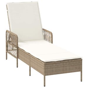 vidaXL Solsäng Reclining med kudde Beige 157 x 55 x 92cm konstrotting