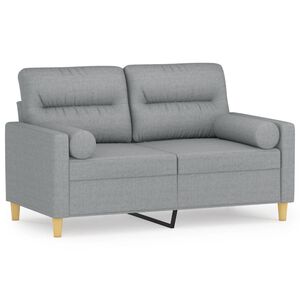 vidaXL 2-sits soffa med prydnadskuddar ljusgr&aring; 120 cm tyg
