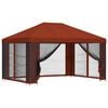 vidaXL Paviljong med v&auml;ggar 4 &times; 3 m Terracotta Polyester och St&aring;l