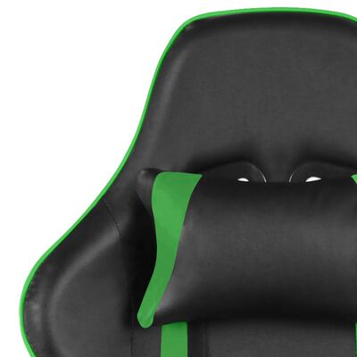 vidaXL Snurrbar gamingstol med fotstöd grön PVC