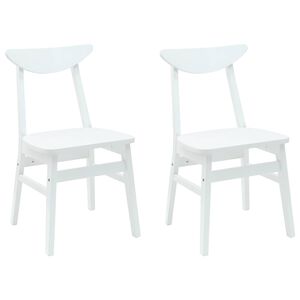 vidaXL Matstolar 2 st Massiv Gummitr&auml; Vit 42 x 47,5 x 81 cm