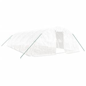 vidaXL V&auml;xthus med st&aring;lram vit 50 m&sup2; 10x5x2,3 m