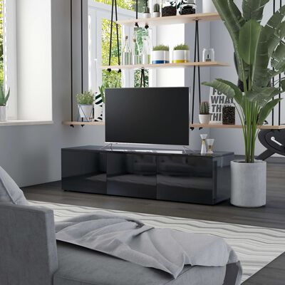 vidaXL TV-bänk svart högglans 120x34x30 cm spånskiva