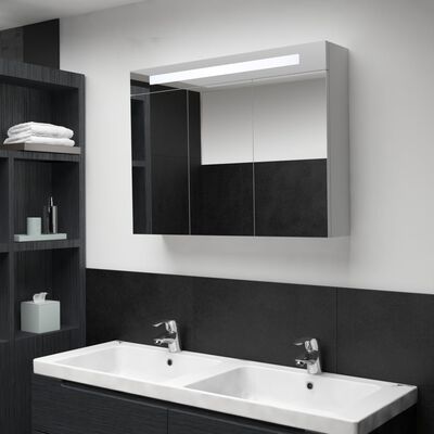 vidaXL Badrumsskåp med spegel LED 88x13x62 cm