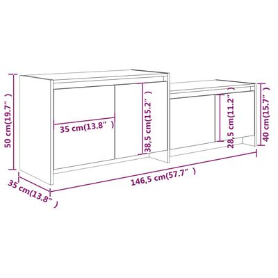 vidaXL TV-bänk vit 146,5x35x50 cm konstruerat trä