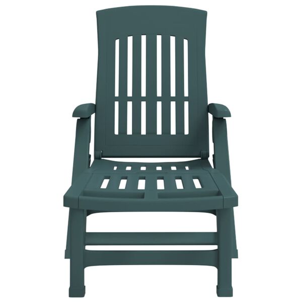 vidaXL Hopfällbar solsäng med hjul grön PP