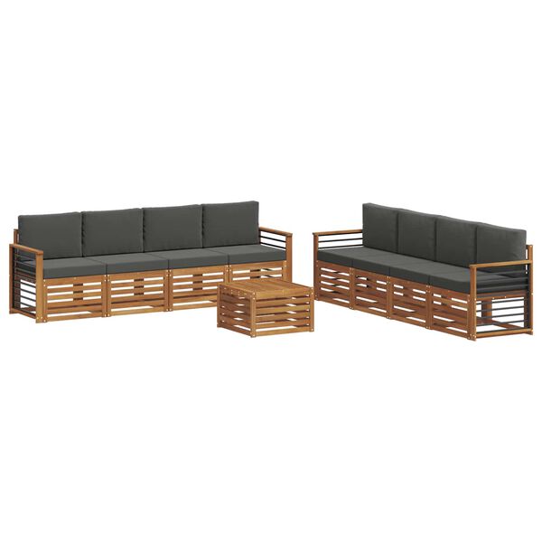 vidaXL Soffgrupper 9 pcs Naturlig och Antracit Massivt Akaciatr&auml;