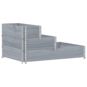 vidaXL Pallkrage 3 niv&aring;er gr&aring; 120x80 cm massiv furu