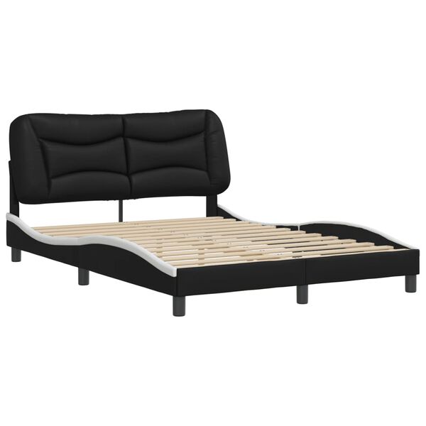 vidaXL Bed Frame without Mattress "Hvar" Black and White 140x200 cm Faux Leather