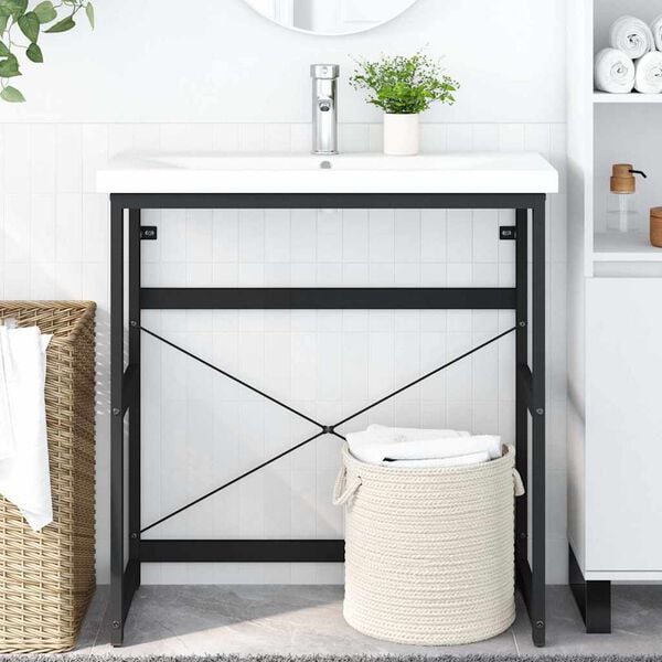 vidaXL Ram f&ouml;r tv&auml;ttst&auml;ll svart 79x38x83 cm j&auml;rn