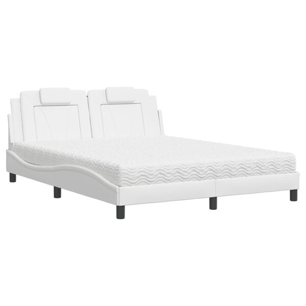 vidaXL Bed "Viana" with Mattress White 160x200 cm Faux Leather