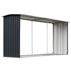 vidaXL Vedskjul i galvaniserat st&aring;l 330x92x153 cm antracit